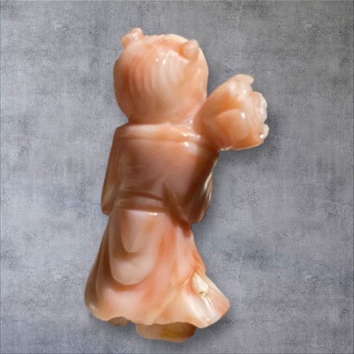 Chinese Export Carved Italian Pink Rose Momo Coral Design Figurine Angel Skin - Picture 13 of 24