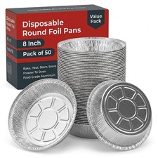 Mr Miracle MM9100931 Pack of 50 8 Inch Round Aluminum Foil Pans