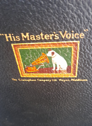 Antiguo gramófono portátil His Master Voice velocidad manivela 78 - Imagen 6 de 22