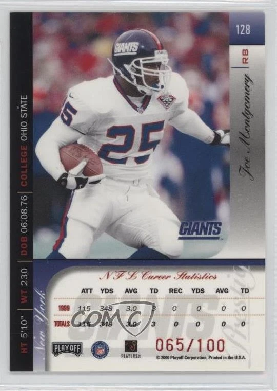 2000 Playoff Prestige Red Spectrum /100 Joe Montgomery #128 - Image 2 of 2