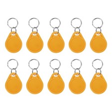 10 Pcs 13.56MHz UID Writable Rewritable Smart Key Fobs for Access, Yellow
