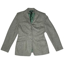 VTG Lauren Ralph Lauren Wool Equestrian Riding Tweed Houndstooth Blazer Sz 14