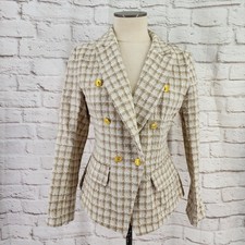 Double Breasted Boucle Tweed Blazer Chic Timeless Old Money Professional Large