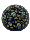 Vintage MURANO Italian Glass Blue Tones 2" Millefiori Paperweight With Label Tag