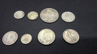 LOT ARGENT MASSIF 70g PUR 50 Francs Hercule Semeuse 8 pieces monnaie
