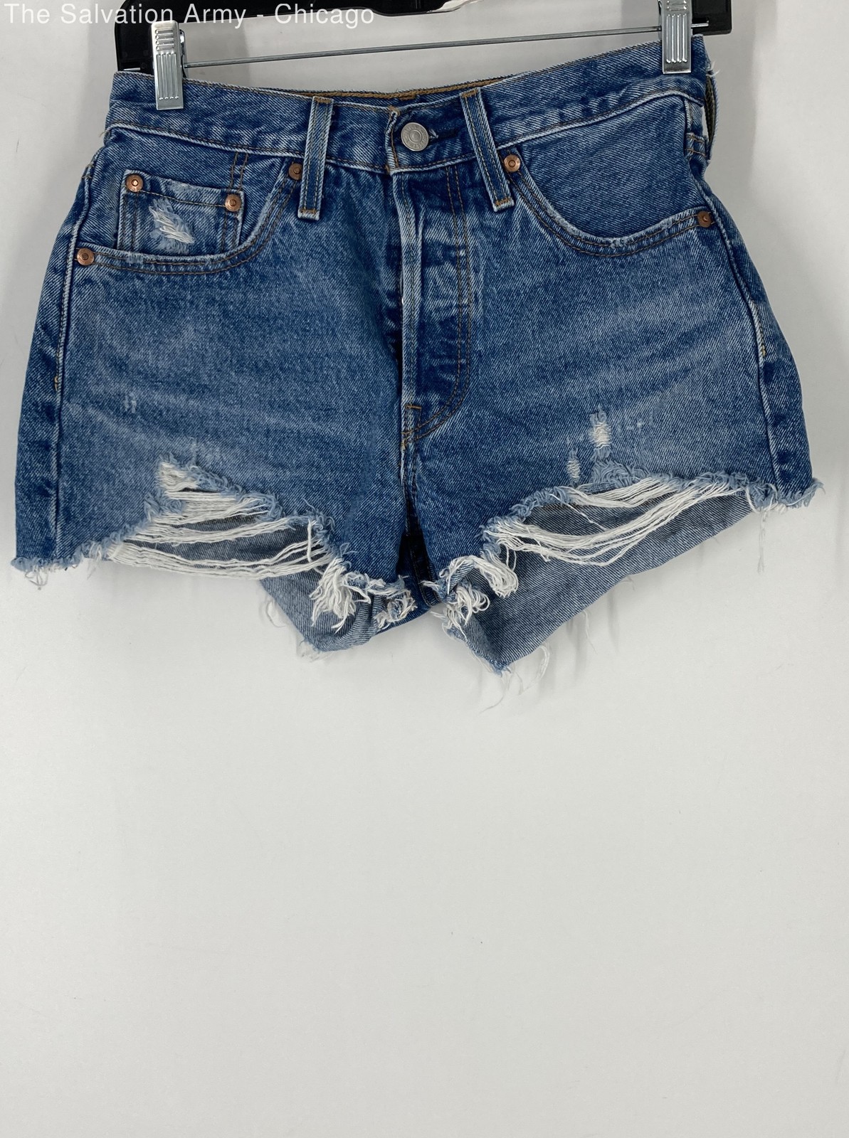 Levi's Womens Blue 501 Pockets Casual Denim Cut-Off Shorts Size 25