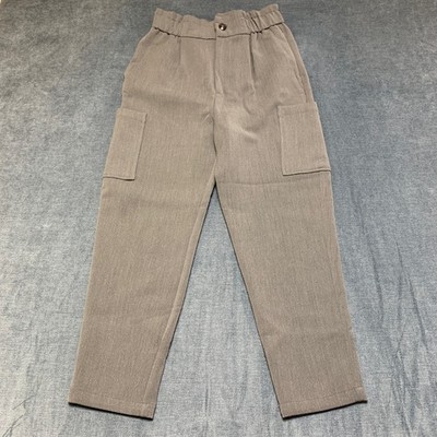 Zara Grupo Inditex Cargo Pants Women 4 Heather Gray Trendy Tapered Leg High Rise