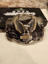 Vintage Harley Davidson Enamel/Metal Belt Buckle Eagle Wings Marked 1110