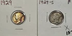 1929 P & S 10c Mercury Silver Dimes