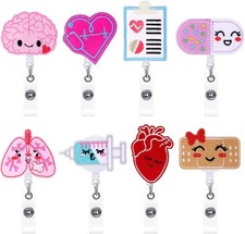 8 Pcs Nurse Badge Reels Cute Felt Retractable Funny Nursing Badge Reels Themed H