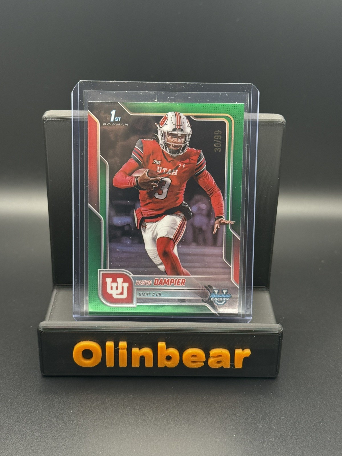2025 Bowman Chrome University Devon Dampier 1st True Green Refractor /99 Utah