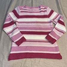 COTTON TRADERS Pink  White Stripe Long Sleeve Jumper Sweater Size 12
