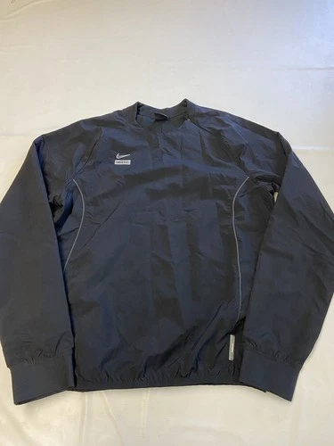 Mens NIKE F.C. Black Nylon Woven Midlayer Wind Soccer Sweatshirt Sz M