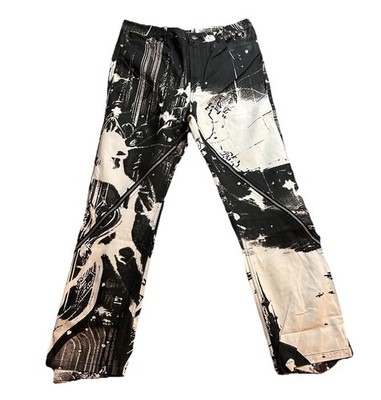 CEECLA RAVE PLANET ZIP TROUSERS IN BLACK AND WHITE Size MEDIUM  Fits 32