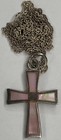 VTG Signed MO Sterling 925 MOP Pink 1” Cross & 925 18” Chain Necklace Easter