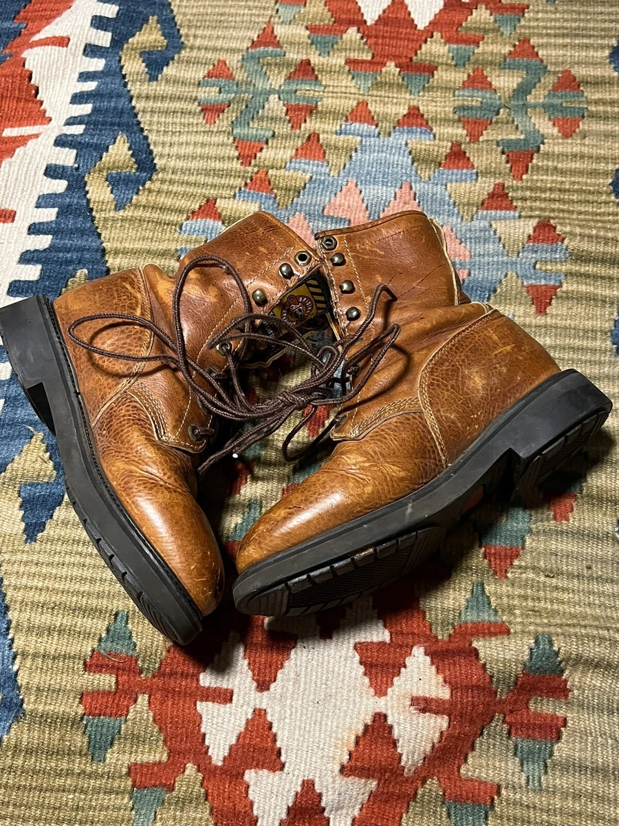 Justin Original L762 Copper Lace Up Work Boots Womens Size 7 USA
