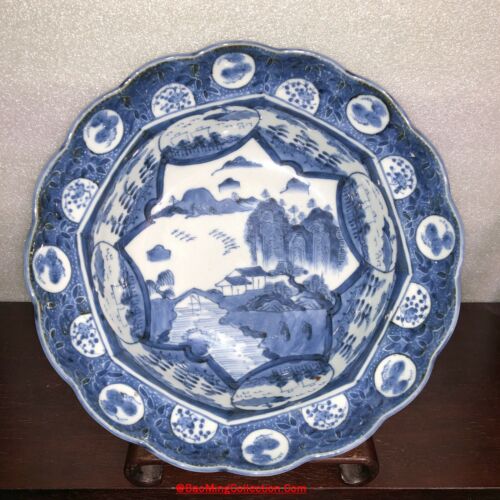 29cm Japanese Edo Arita Shonzui Kraak Sometsuke Blue White Porcelain Basin  Bowl | eBay