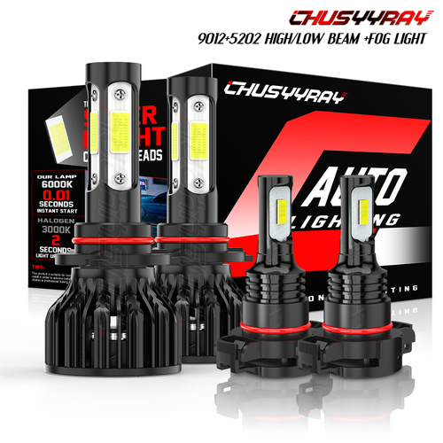 For 2014 2015 GMC Sierra 1500 6000K LED Headlight Hi/Lo + Fog Light 4 Bulbs - Bild 1 von 13