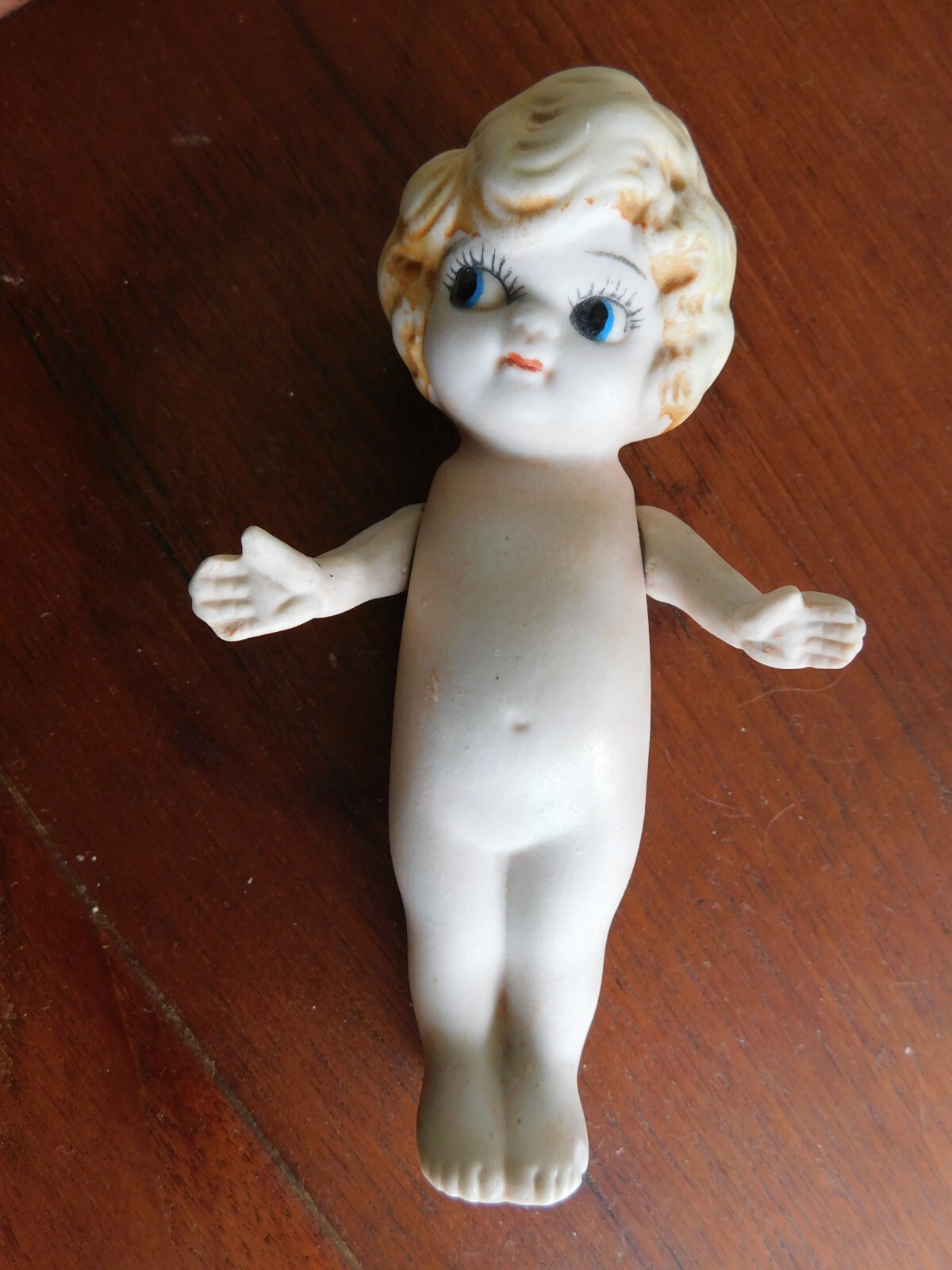 (5) Antique DOLLS Jointed & Frozen Bisque Miniature Dollhouse Size lot of Dolls