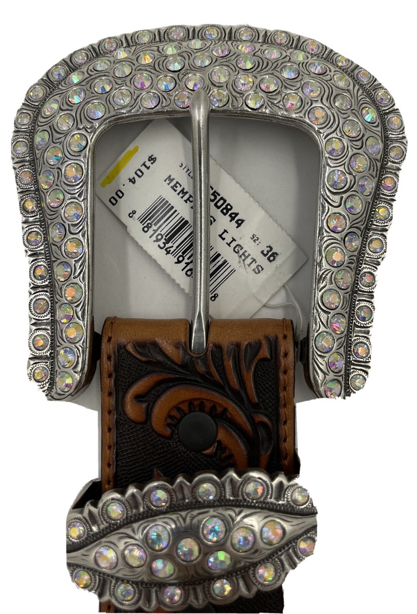 ゼブルン前掛け Tony Lama MEMPHIS LIGHTS Blingy Leather Belt Size 36 NWT