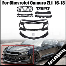 Fits 16-18 Chevy Camaro ZL Style Front Bumper Cover Kit w/ Grille + Spoiler Lip