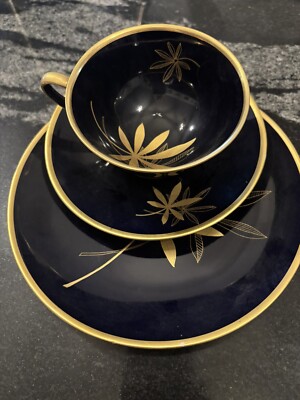 Vintage LINDNER ECHT Cobalt & Gold Santos Plate and Sauce