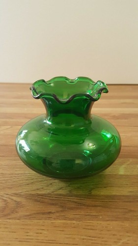 Dark Green Depression Glass Bud Vase .   - Picture 1 of 3