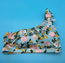 Victorias Secret Medium Bikini Top Blue Padded Orange One Shoulder Swim New