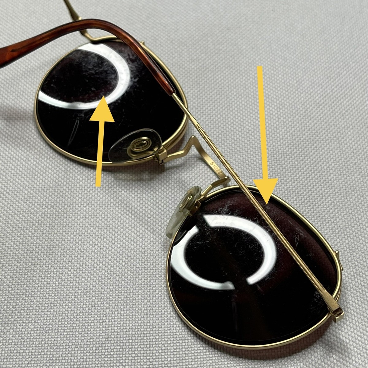 Vintage Tura Brown Gold Metal Oval Sunglasses Engrave 