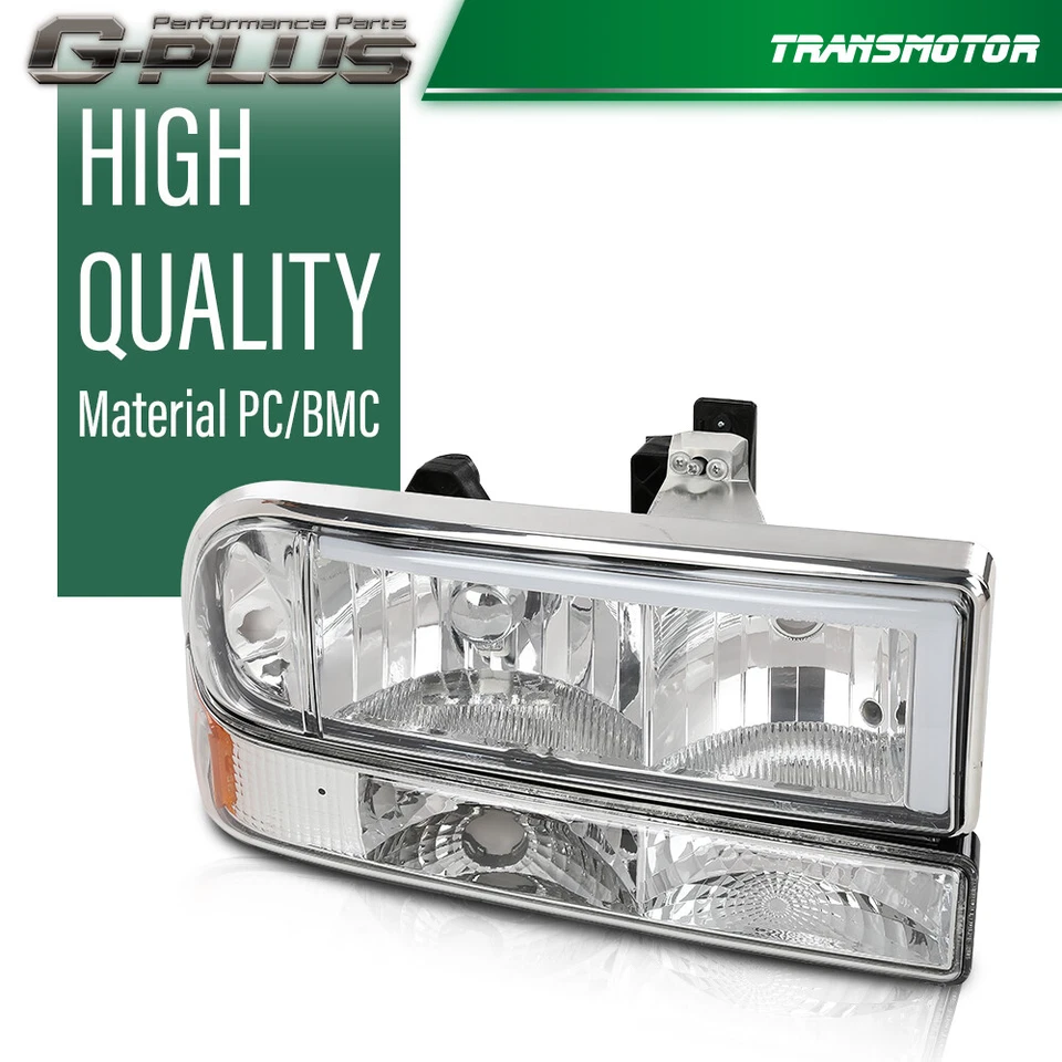 Fit For 1998-2005 Chevy Blazer S10 Chrome Amber LED DRL Headlights Bumper Lamps - Image 4 of 4