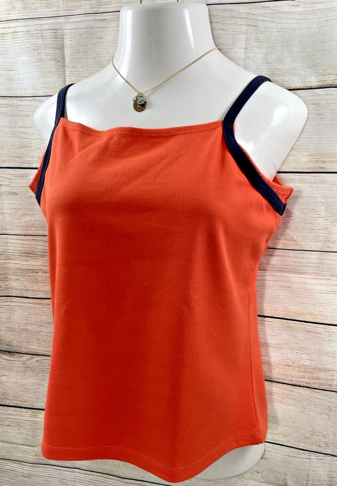 G.W. Camisa de golf SPORT naranja elástica de algodón talla XL azul marino con correas bordadas nueva con etiquetas Foto 4 de 4