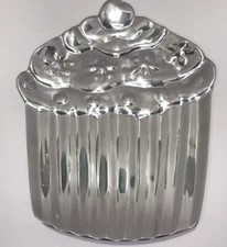 Holland Boone Polished Pewter Cupcake Shaped Serving Dish Vanity Tray Cake Plate