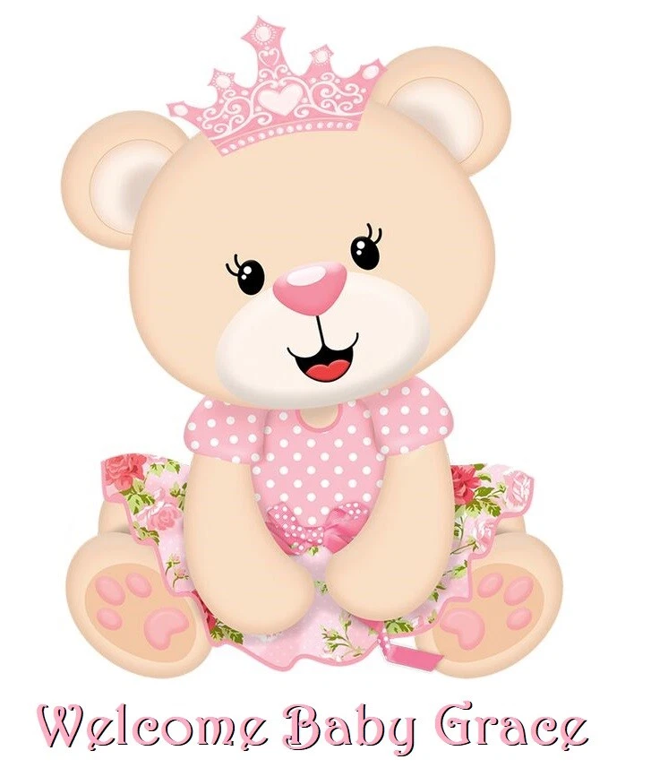 Cute Baby Girl Princess Bear Edible Cake Topper Decoration