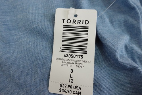 Torrid Womens Size 1X Blue Jersey Short Sleeve V Neck Girlfriend Tee NWT - Picture 3 of 9