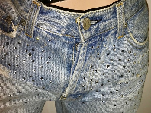JEANS PINKO SWAROVSKI NUOVI TG 42 STONEWASHED PALAZZO CAMPANA AFFUSOLATO  STRAP | eBay