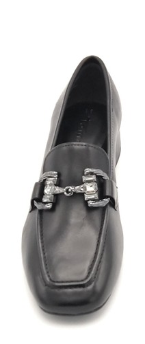 Tamaris 24310-42 Mocasín De Piel Negro Con Hebilla Plateada Tacón 3cm - Imagen 2 de 4