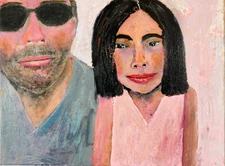 Original Acrylic Woman & Man Portrait Painting Couple Romantic Art Miz Katie