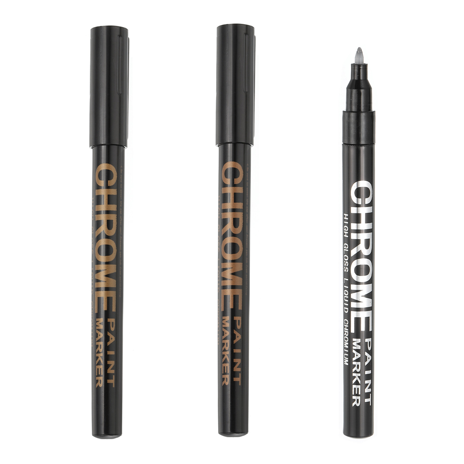 Chrome Markers Set, 3Pcs Liquid Chrome Pens with 1mm Fine Tip, Multicolored-image