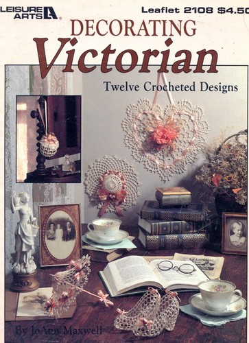 Leisure Arts Victorian 12 Crochet Designs Book 2108. Shoes Umbrella Heart Hat - Picture 2 of 4