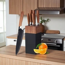 Knife Set 6 Pcs Kitchen Knife Set with Block Stainless Steel Chef Knife Cleaver