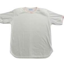 Vintage 90s Cottage Core White T-Shirt, Size Small, Made in USA, Pink Trim Bow
