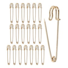 20 Pcs Safety Pins 2"x 0.4" Alloy Brooches for Clothes Sewing, Light Gold