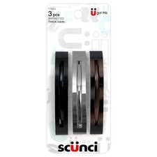 Scunci Thick Hair Open Slide Metal Barrettes 3-Pcs Per Pack Assorted Colors