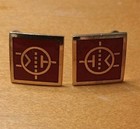 Vintage 1950s Rca Cufflinks Red and Gold Enamel Cuff Links Square Retro Rare