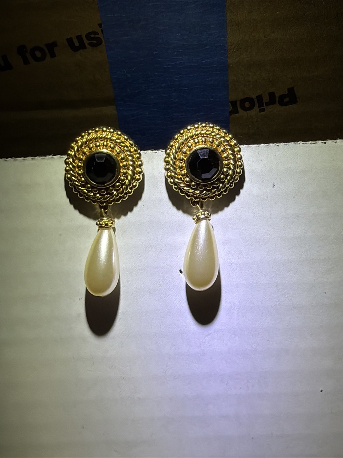 Vintage Gold Plated Swarovski Ear Rings