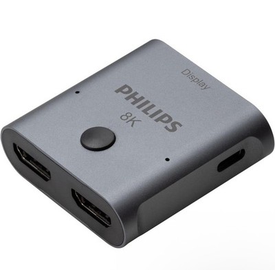 Philips 8K HDMI Switch Ready LED Indicators Silver 2-Port