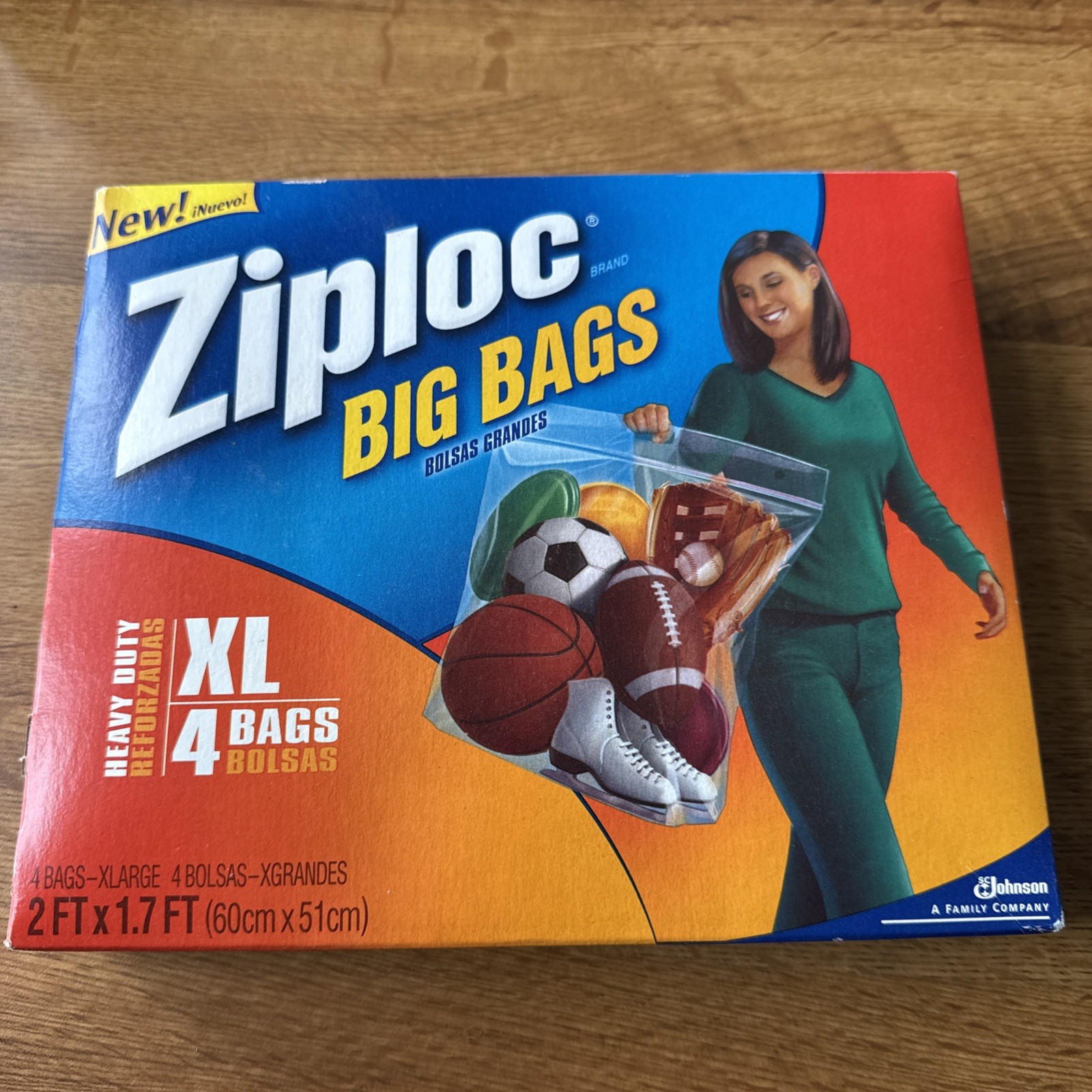 Ziploc Big Bags Heavy Duty Storage XL 4 Bags Discontinued New in Box