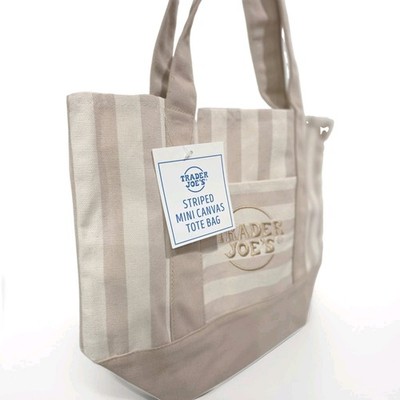 NWT Trader Joes 2026 ''Striped Mini Tote'' Brown (Light Beige)
