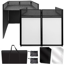 AxcessAbles Portable Facade Booth Table with Black and White Scrims, Carry Cases