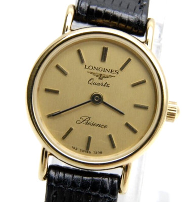 [Near MINT-] LONGINES PRESENCE L153.4 153 7238 20mm Gold Dial QZ Women's Watch